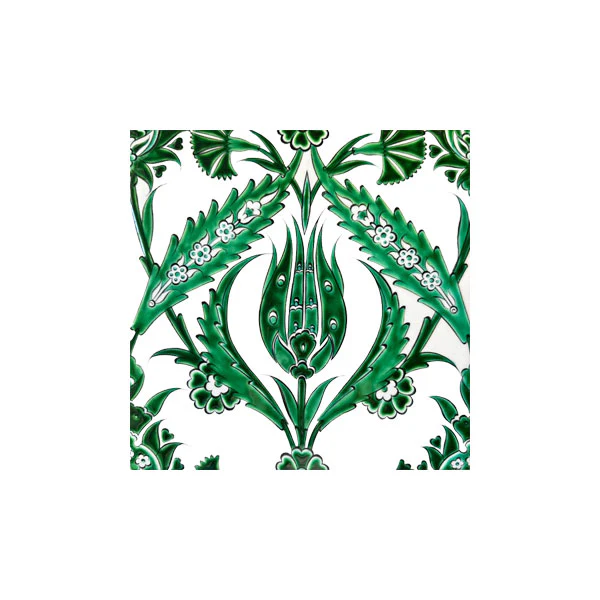 Emerald Green Iznik Tile | Carnation and Tulip Pattern