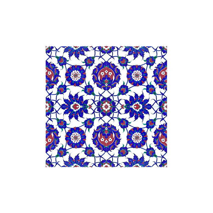Iznik Tile with Floral and Rosette Design - Image 2