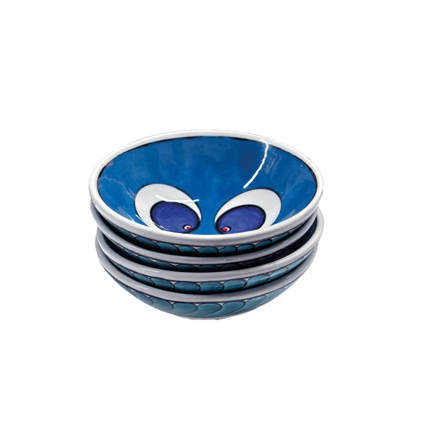 Iznik Bowls | Turquoise Chintamani Pattern Set of 4 – Ø 11 cm