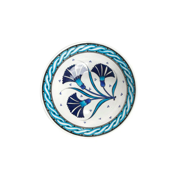 Iznik Ceramic Bowl 6" (16cm) - Classic Carnation Pattern - Handmade Turkish Art - Image 2