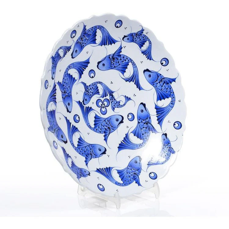 Iznik Plate | Cobalt-Blue Fishes - Image 2