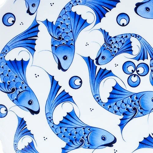 Iznik Plate | Cobalt-Blue Fishes - Image 3