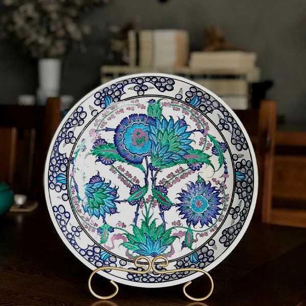 Iznik Deep Plate | Branches of Hyacinth Design - Image 3