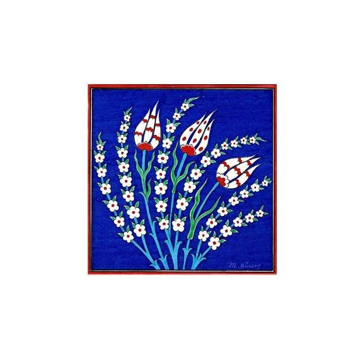 Iznik Tile | Tulip Pattern on Blue Ground