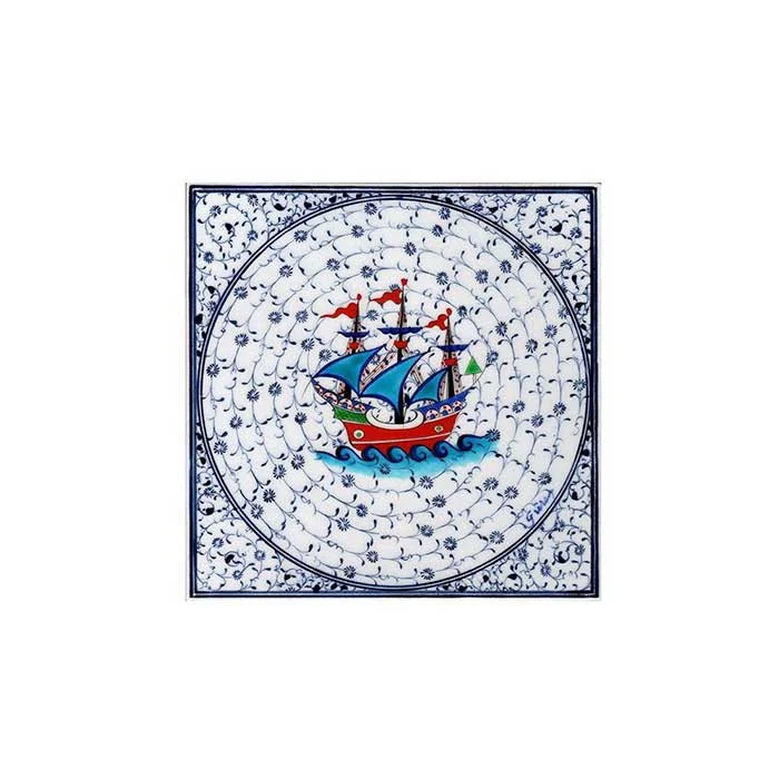Iznik Tile |  Golden Horn Design with Galleon