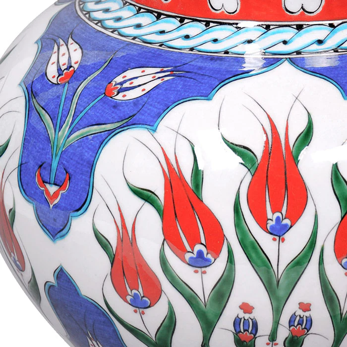 Iznik Vase | Coral Red Tulips - Image 2