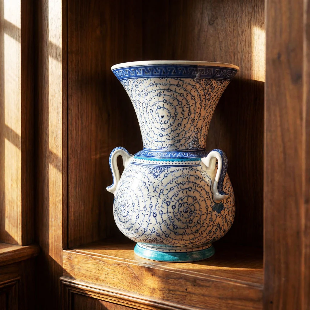 Golden Horn (Haliç) Hand-Painted Iznik Ceramic Mosque Lamp - Image 2