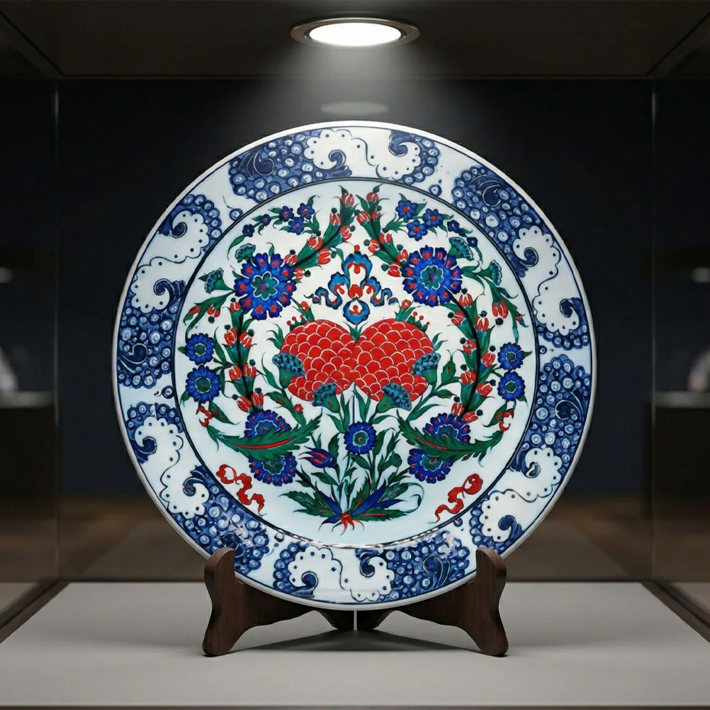 British Museum Pomegranate Flowers Iznik Pottery Plate - Image 2