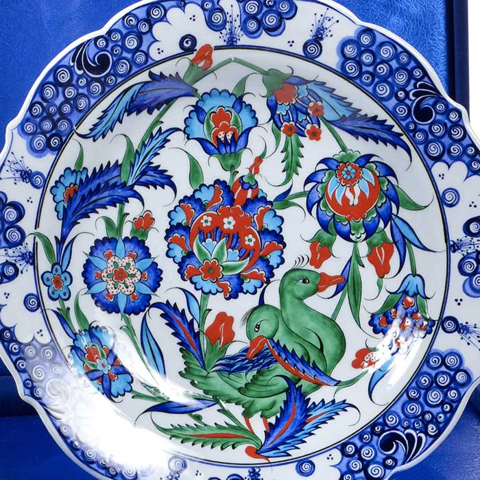 Iznik Plate | Floral Pattersn with Duck Figure - Image 2