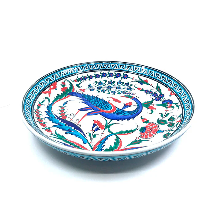 Iznik Ceramic Deep Plate | Peacock Pattern - Image 2