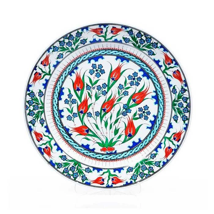 Iznik Plate | Stylized Tulips with Penc Flowers