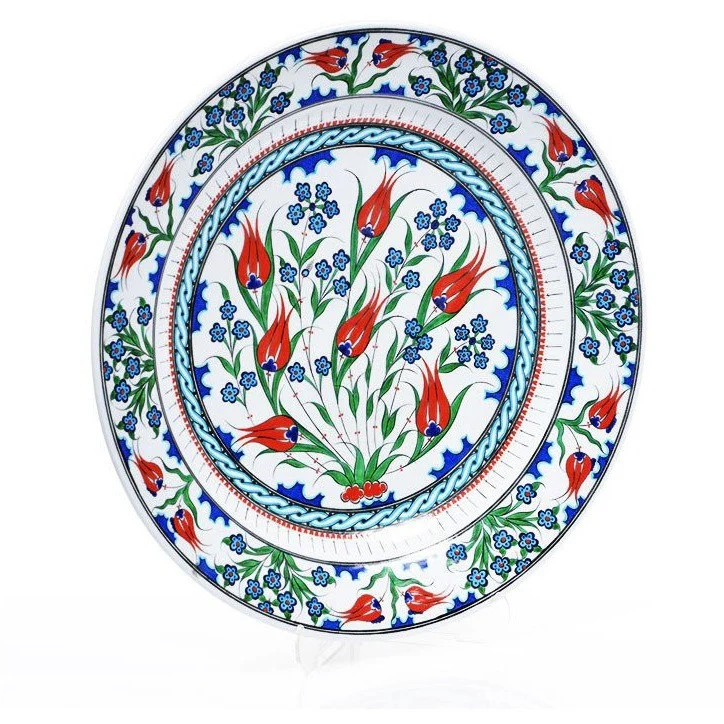 Iznik Plate | Stylized Tulips with Penc Flowers - Image 2