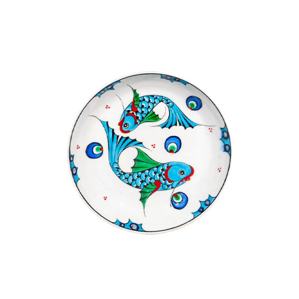 Iznik Plate | Turquoise Fish Motif – Abundance Series