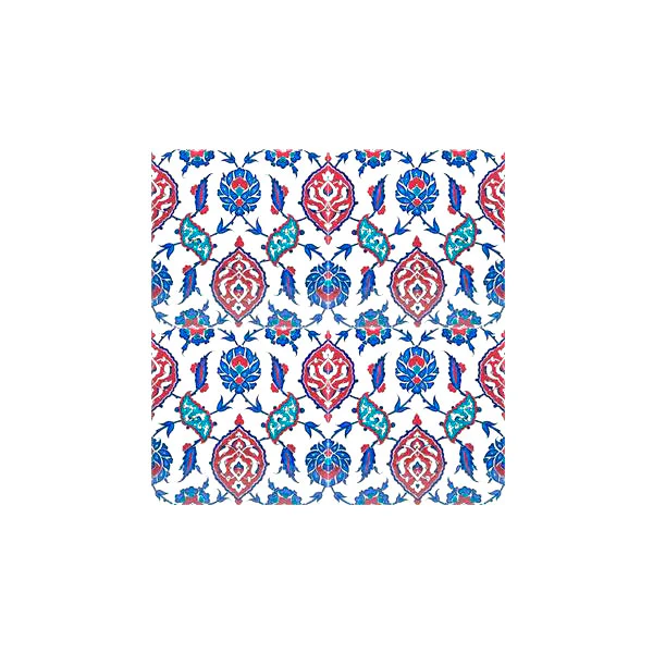 Iznik Pottery Tile with Medallions - Image 2