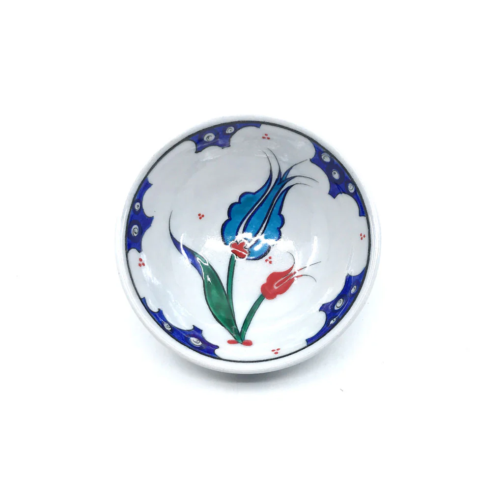 Iznik Single Tulip Design Serving Bowl – Ø 11 cm
