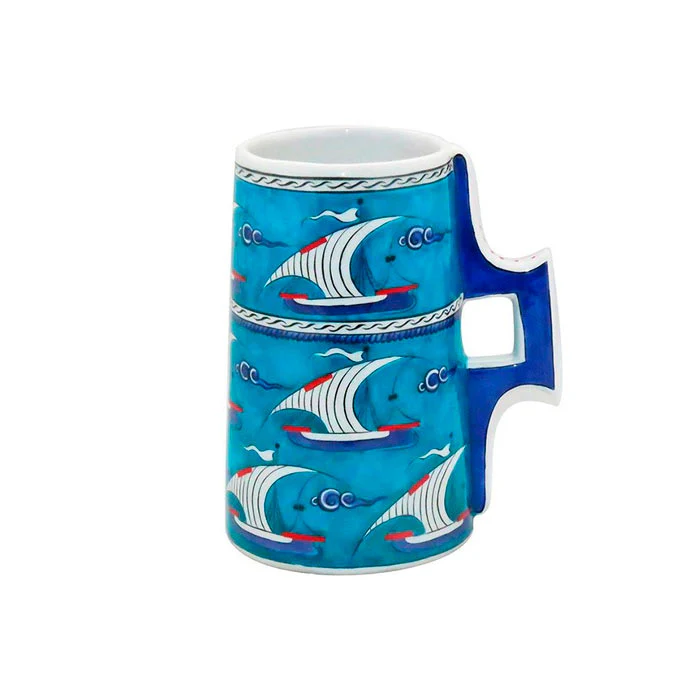 Iznik Tankard | Galleon Design on Turquoise Ground