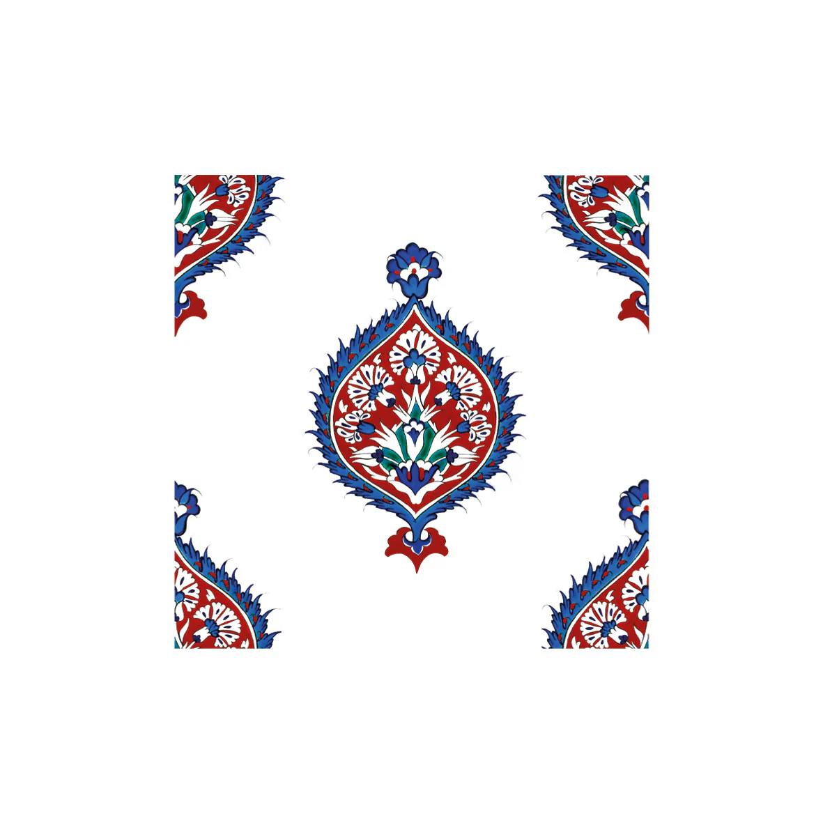 Medallion Bouquet: Carnations & Tulips – Iznik Quartz Tile
