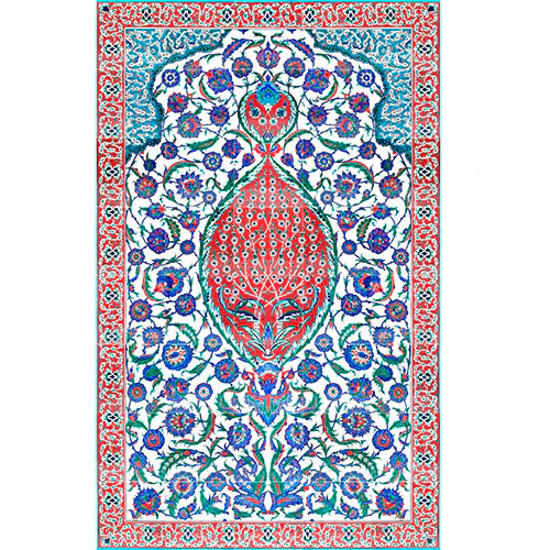 Iznik Tile Panel | Sultan II. Selim Tomb | Coral Red Version 125x200 cm