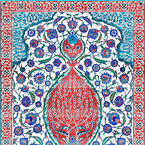Iznik Tile Panel | Sultan II. Selim Tomb | Coral Red Version 125x200 cm - Image 2