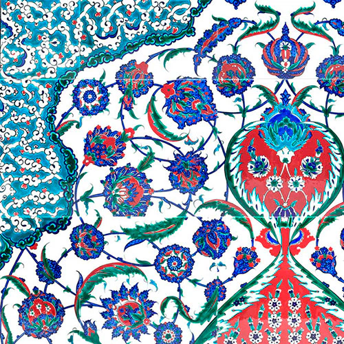 Iznik Tile Panel | Sultan II. Selim Tomb | Coral Red Version 125x200 cm - Image 3