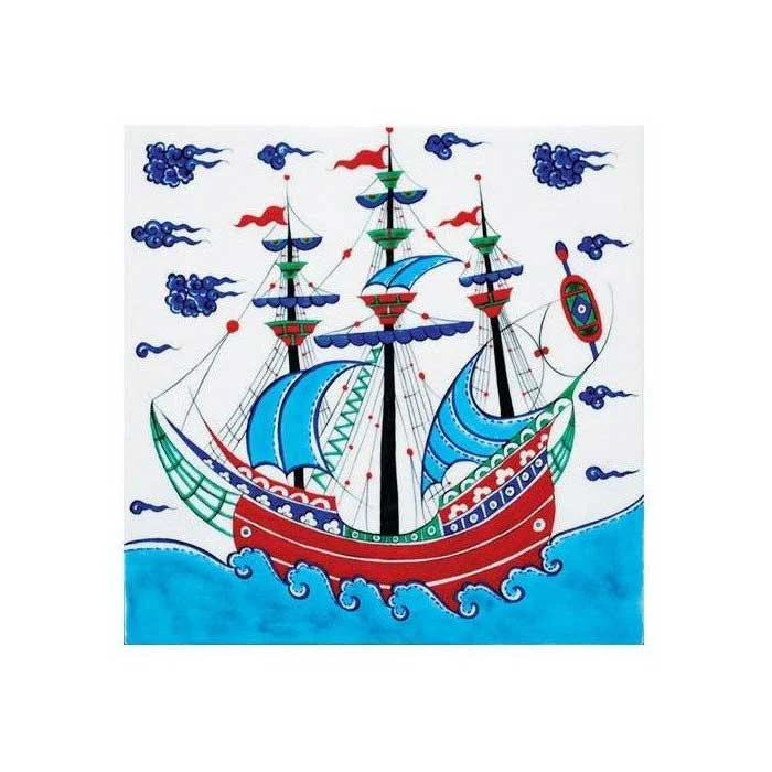 Iznik Tile | Single Ottoman Galley – Maritime Heritage