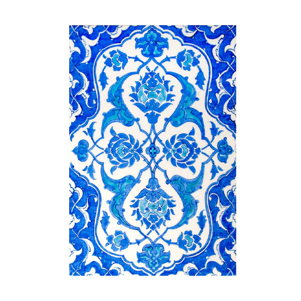 Rectangular Iznik Tile with Cobalt & Turquoise Quatrefoil Motif