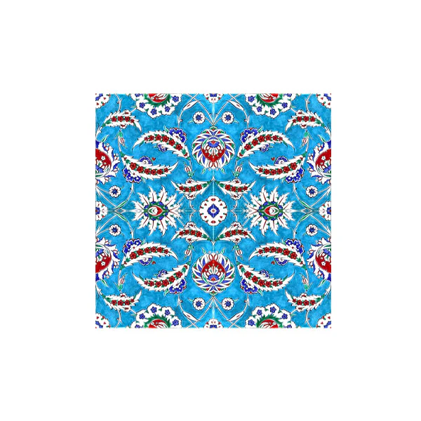 Turquoise Ground Iznik Tile in Saz Style - Image 2